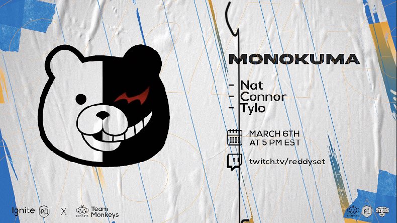 The next team full of everyone’s favorite content creators, Monokuma will be entering Brawl For Ukraine!

(And <a href="/natwithaheart/">nat ♡</a> but can’t tag 😢)