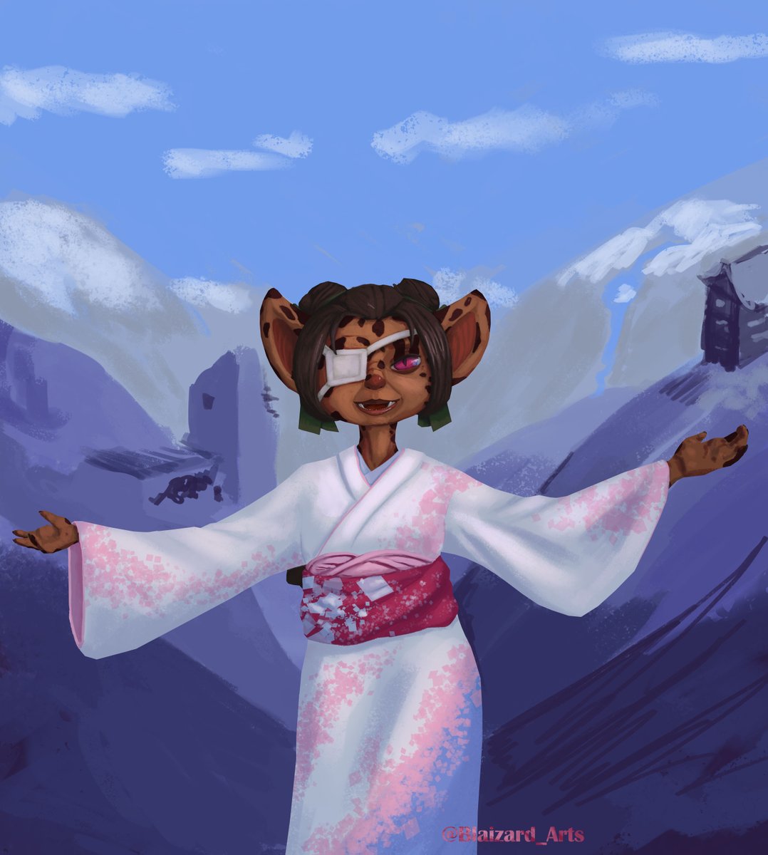 Blaizard_Arts's tweet photo. [ #kimono ] bi-weekly challenge from @LillyPadArts , featuring Lunna.
After both #witchqueen and #EndOfDragons , I can finally feel like I can draw without FOMO...
#Goblin #cherrypattern https://t.co/8vx2qfj4b4