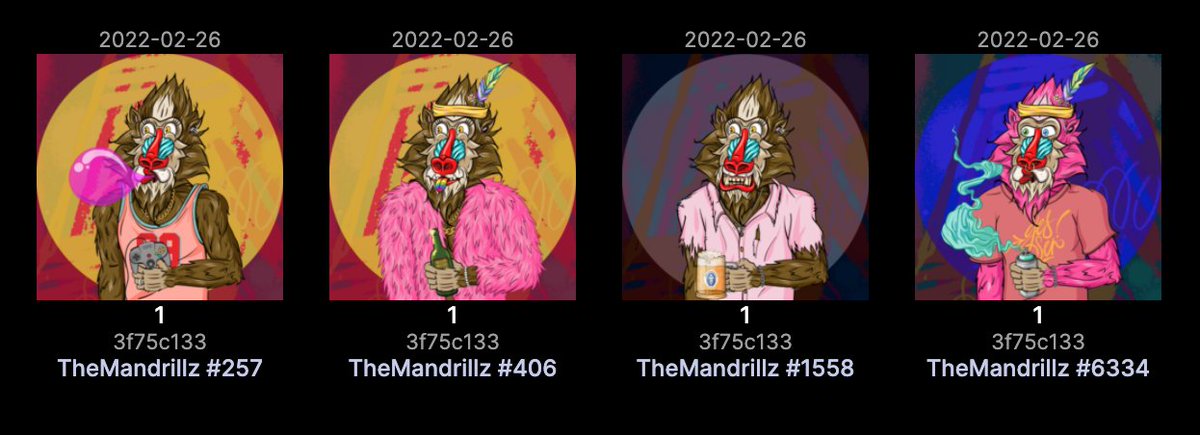 tried pretty hard to mint <a href="/TheMandrillz/">The Mandrillz NFT ™️💤</a> &amp; failed, however, here is my floor swept/ sniped lady crew i'm pretty happy with 😍 this project is 🔥