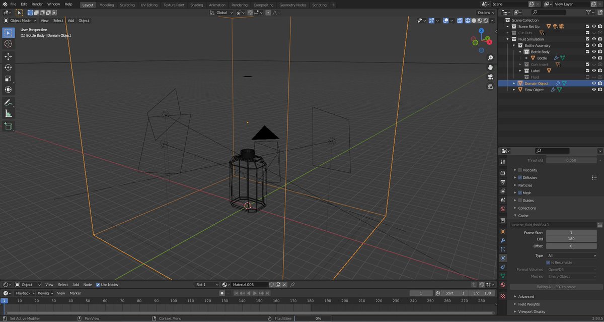 LineSideNFT's tweet photo. All I do is Bake and Render. 15 hours baking a high res fluid sim for the Maxi Tonic just to play it back and decide it still wasn't what I wanted 😅 Free all, adjust, and start baking again. No short cuts here. #blender3d #bakeoff #NFT $ADA $XRP https://t.co/1REwYWGlyP