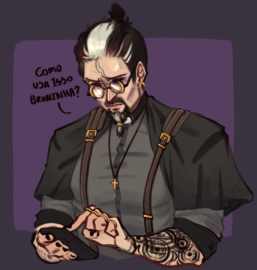 M0th_Dad's tweet photo. [pt-br] Ontem jogamos #AuroraEscarlate e decidi que minha versão do Jaime ia ser comprometido a ser padre,,,😩🙏
Ele reza Ave Maria, dá paz do senho e tb não sabe usar celular, a Bruna que fica ensinando ele como mandar figurinha no zap

#OrdemParanormal #Desconjuracao https://t.co/sXbR2JgGc9