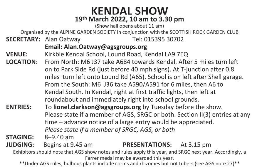 ScottishRockGC's tweet photo. Saturday 19th March 2022  Kendal Alpine Flower Show with @scottishrockgc  &amp; @AlpineGardenSoc -all welcome! 8 specialist nurseries expected-@PottertonRob @KevockGarden @HartsideNursery @tinnisburnplant @summerdalegn @primrosebank  @EdromNursery  Slacktop Nursery &amp; club plant sales https://t.co/QwvQPzoDAl