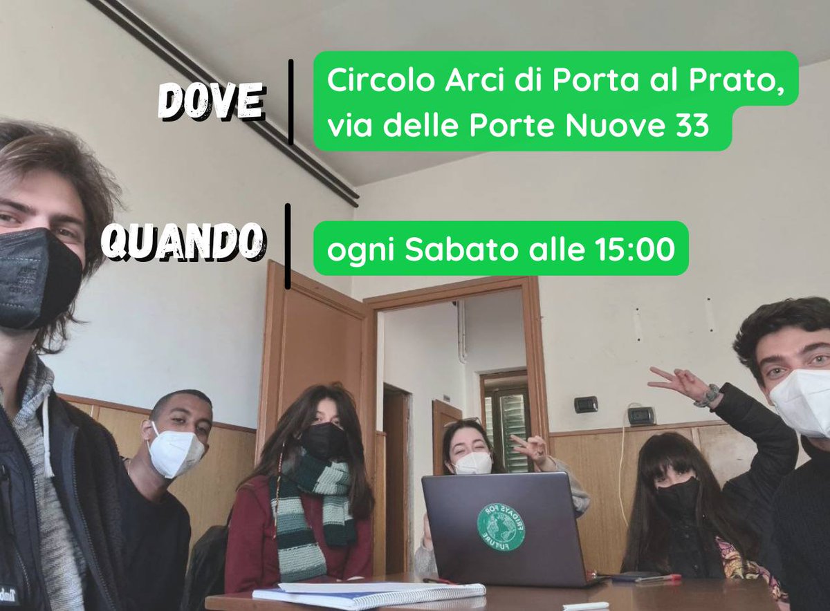 fffFirenze's tweet photo. ABBIAMO FINALMENTE UNA SEDE FISSA!

🗓 Le assemblee si Fridays For Future Firenze si tengono ogni sabato dalle 15.00 alle 16.00/16.30 al circolo @arciportalprato, in via delle Porte Nuove 33. 

Le assemblee di fridays for future sono pubbliche e aperte a tutti. 
(1/2) https://t.co/mcxmyW6df3
