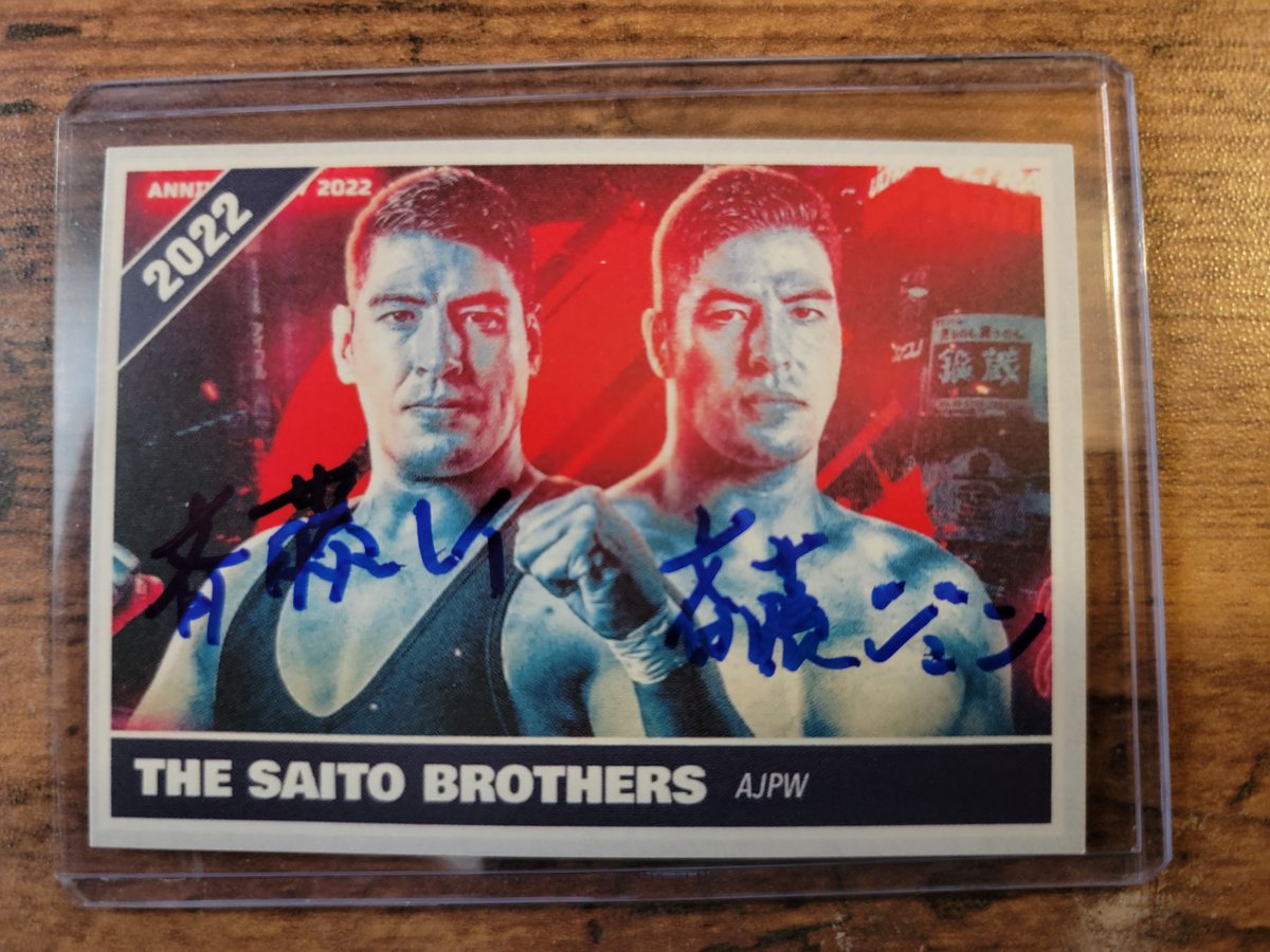 wrestlingcards's tweet photo. Thanks to @FujinohanaRei & @Fujinoumijun the Saito Brothers for signing my card at @ESWWrestling #SpringBreakDown. #ESW #AJPW #MLW #WrestlingTradingCards https://t.co/OZrBXm98GU