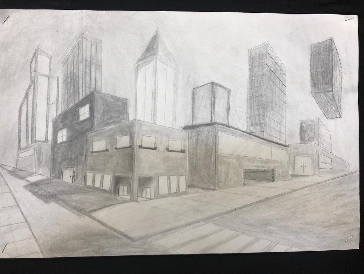 DatArtClassTho's tweet photo. Close ups of some more #2pointperspective drawings @LandrumMS @springbranch_va https://t.co/JIy7c8rGMj
