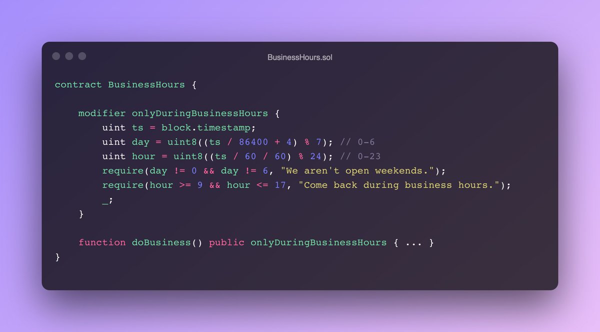 localghost's tweet photo. Business hours for smart contracts. Only usable weekdays 9-5 UTC. 🤠 https://t.co/wi0dFg7V5K
