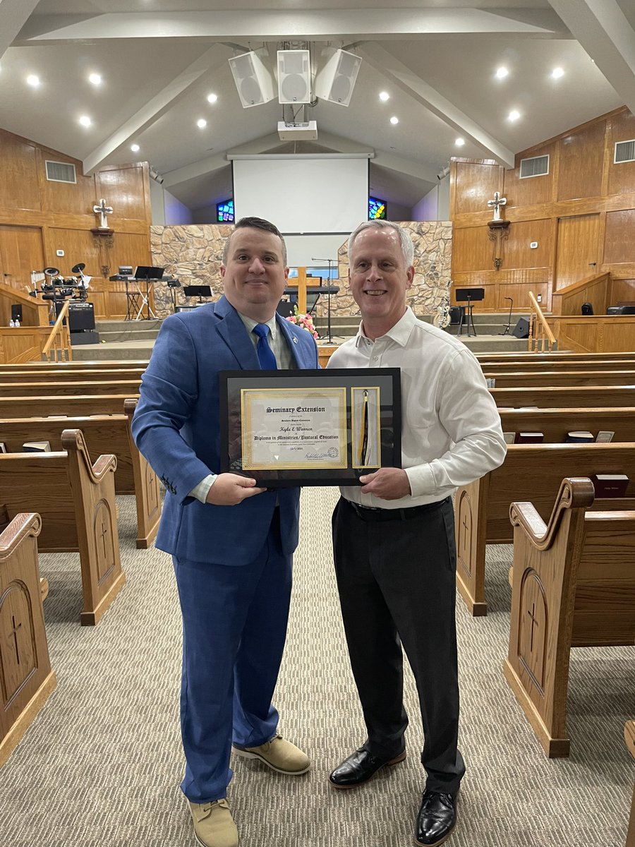 Great morning with FBC Lumberton this morning!  
Had the joyful opportunity to present Bro. David Cross with the ‘David E. Miller Mission Excellence Award &amp; Coin’ &amp; Pastor Kyle Warren with his ‘Diploma in Ministries/ Pastoral Education’ from Seminary Extension