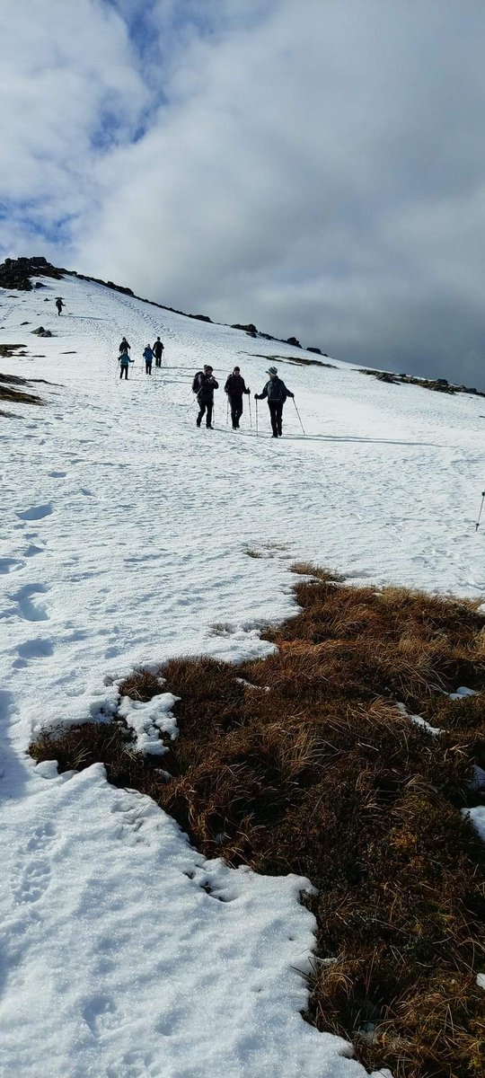 StonehavenSMHC's tweet photo. Great day on Ben Tee,near Invergarry. 904m. It was Sandy Reids last Corbett so a great celebration on a perfect day on Saturday. No wind, nice patches of snow and not even cold on top. Great meal provided by him at night and a few drams! #corbett #bentee #hillwalker #scotland https://t.co/BoGu4ytHqm