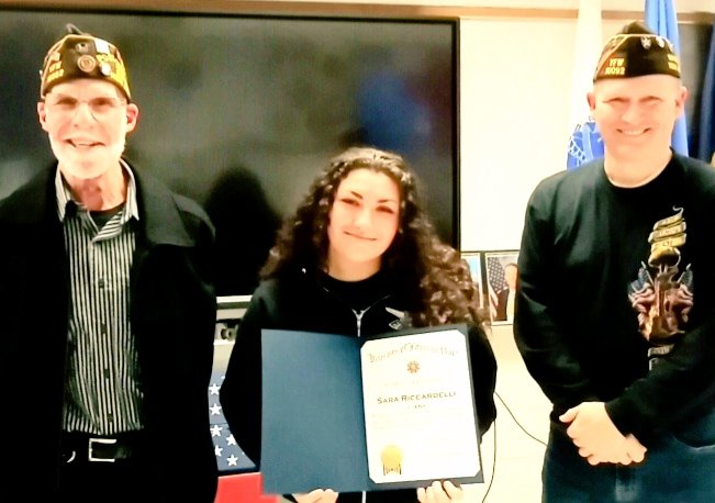 NJROTC presented VFW Challenge Coin from Commanders Lenny Hemmerle/Mike McManus for incredible service hours cadets put into community last 12 months. Certicates awarded:Cadets C.Davis, S.Mei, L.Wheeler, G Betancourt &amp; S.Riccardelli for 100 Birthday of Veteran,Walter Radcliff,USN