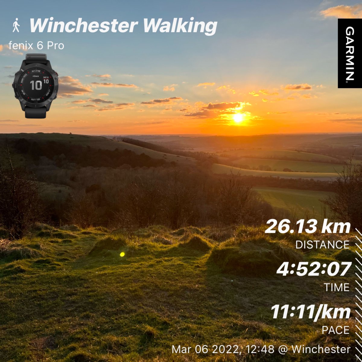 UKSVacher's tweet photo. A solid walk today 🚶
The first 26 km of the South Down Way.
Great company, great weather but sore muscles 😁
Not quite up to @SammiBews work but happy enough 👍
#beatyesterday #garmin #getoutside @GarminUK #fenix6pro https://t.co/EH6vvpNlAo