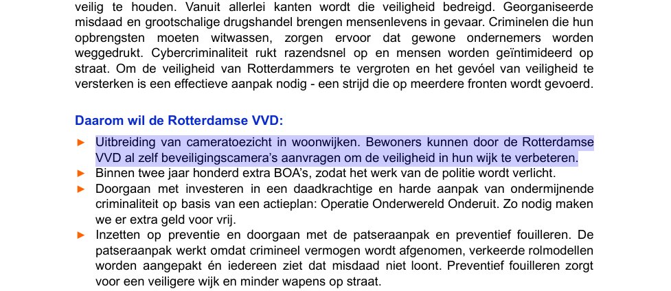De <a href="/VVDRotterdam/">De Rotterdamse VVD</a> wil meer cameratoezicht in de stad vvdrotterdam.nl/media/1555/sam…

<a href="/bitsoffreedom/">Bits of Freedom</a> waarschuwt voor negatieve gevolgen van cameratoezicht in elke straat bitsoffreedom.nl/dossiers/gezic…

Wat vind jij: meer of minder camera's in de stad? Welke voordelen heeft dat, en welke nadelen?