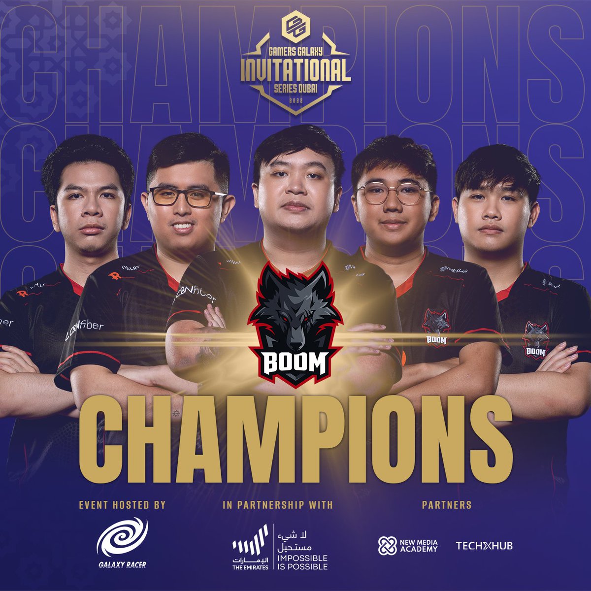 GalaxyRacerDxb's tweet image. After a dominating run in the Lower Bracket , @boomesportsid take the Grand Finals and are now the crowned champions of the #GAMERSGALAXY: Dota 2 Invitational Series Dubai 2022!!!!

What an event we&apos;ve had, what a run they had!