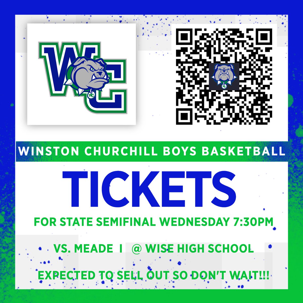 🚨 STATE FINAL FOUR UPDATE 🚨

The 2 seed Dawgs take on the 3 seed Meade this Wednesday at 7:30pm

Game will be played at Wise High School

Ticket link is now live. GET THEM NOW AND SHOW OUT!!!

#GoDawgs #BulldogFamily