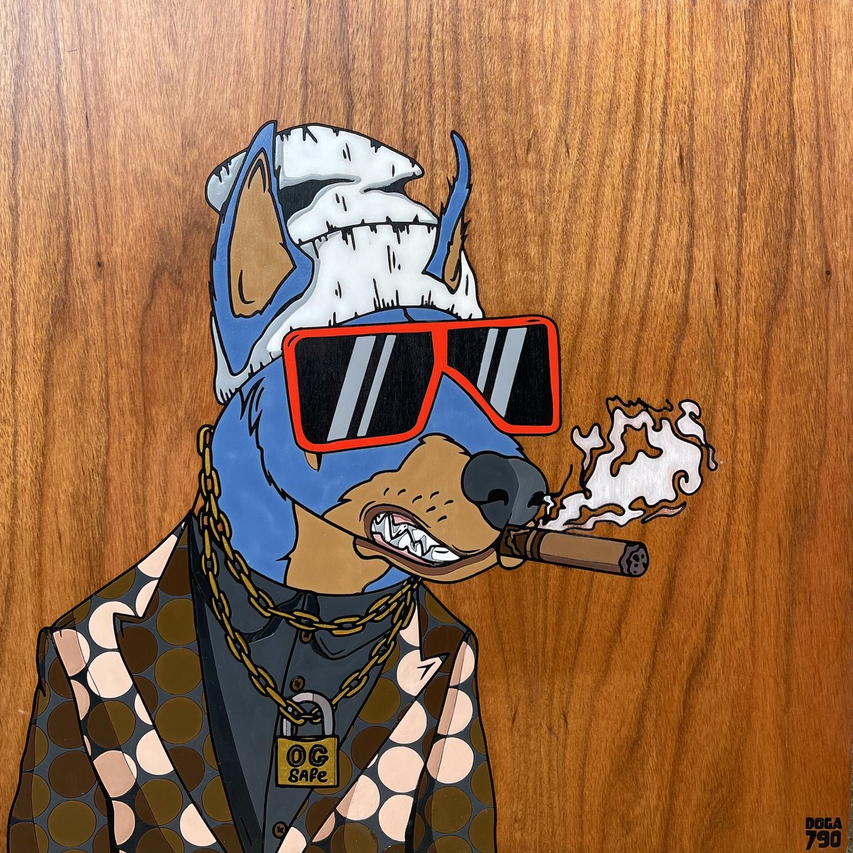 dobermangangnft's tweet photo. 👀A lil sneak peak 
Check out this sick exclusive handpainted 1/1 art we made for the community this is the piece y’all can recieve for being a holder of a DoGa NFT 🐕 

Check our bio for further details and score yourself a DoGa🚀👀

#NFT #OpenSeaNFT #ETH #blockhain #digitalart https://t.co/Vw2TdfW3k4