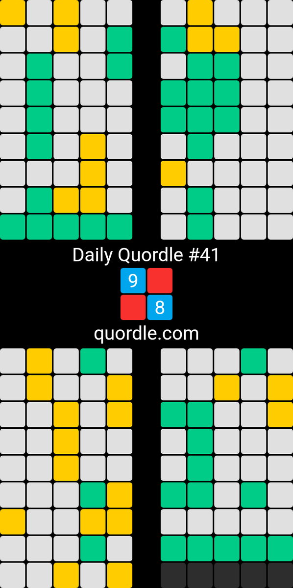 itiChise's tweet photo. Daily Quordle #41
9️⃣🟥
🟥8️⃣
https://t.co/WGItNr700i

Pretty bad lol https://t.co/81a31Pv76C