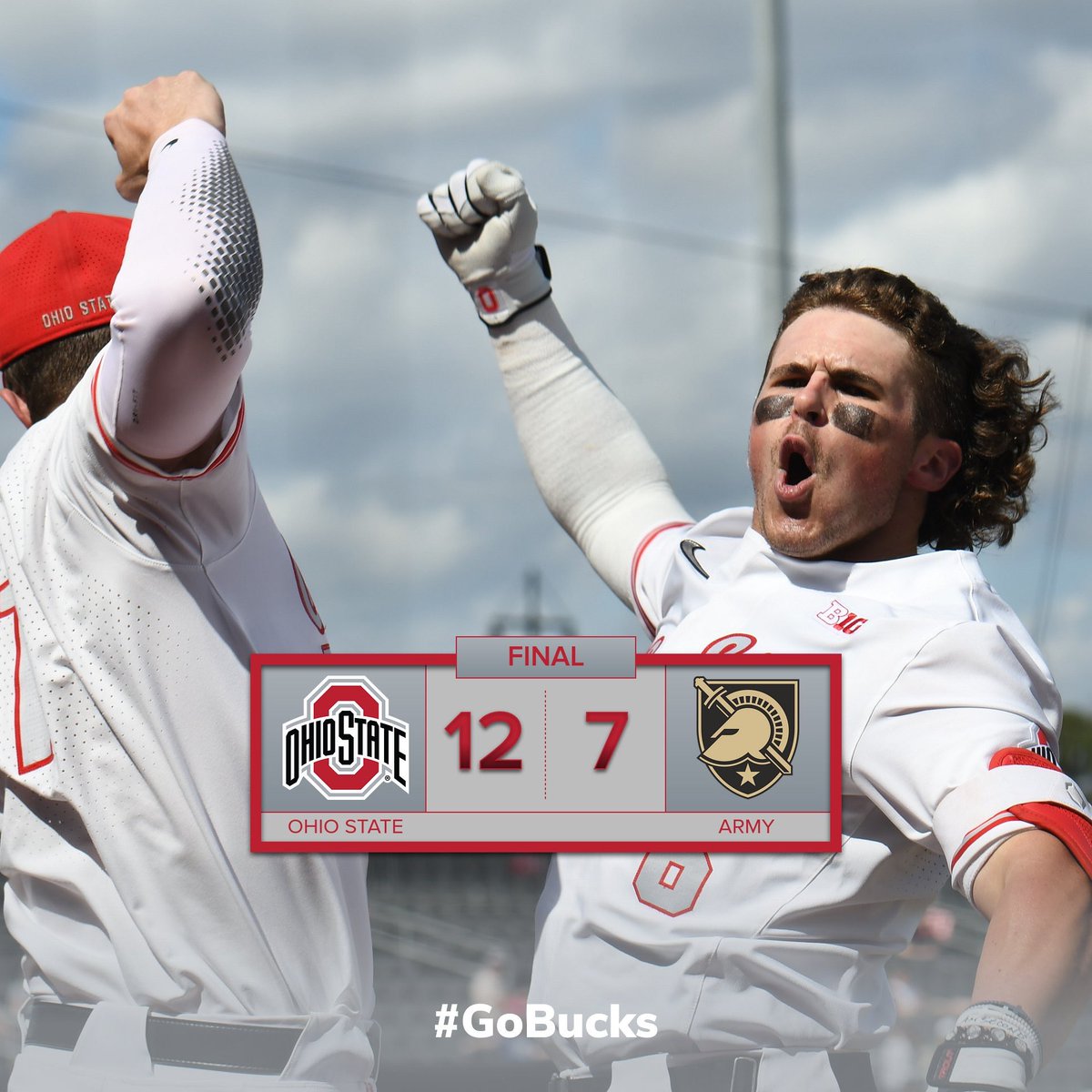 OhioStateBASE's tweet photo. The Buckeyes finish their trip on a high note, coming back from a two-run deficit with a seven-run eighth inning explosion. Four home runs, two by Drew Reckart, powered the victory. 

Read about the big win here: https://t.co/kYGhE9v1nZ

#GoBucks https://t.co/tFfGTHBMY5