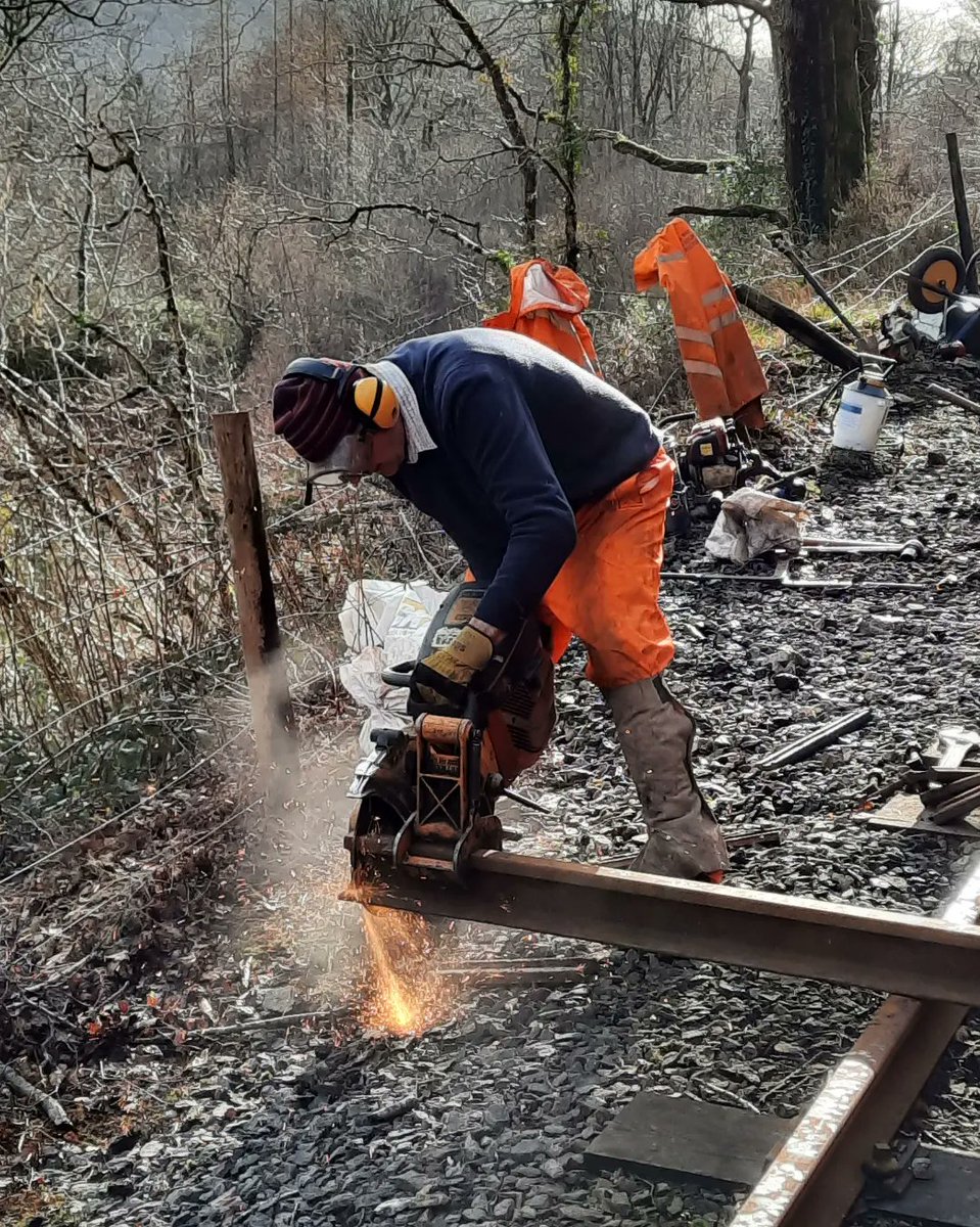 dee_mersey's tweet photo. We've just finished 3 days #volunteering @festrail 
Continuing replacing baseplates from our February visit.
We were blessed with excellent weather &amp; achieved a lot.
#NorthWales #railway https://t.co/ib29ZTdgWk