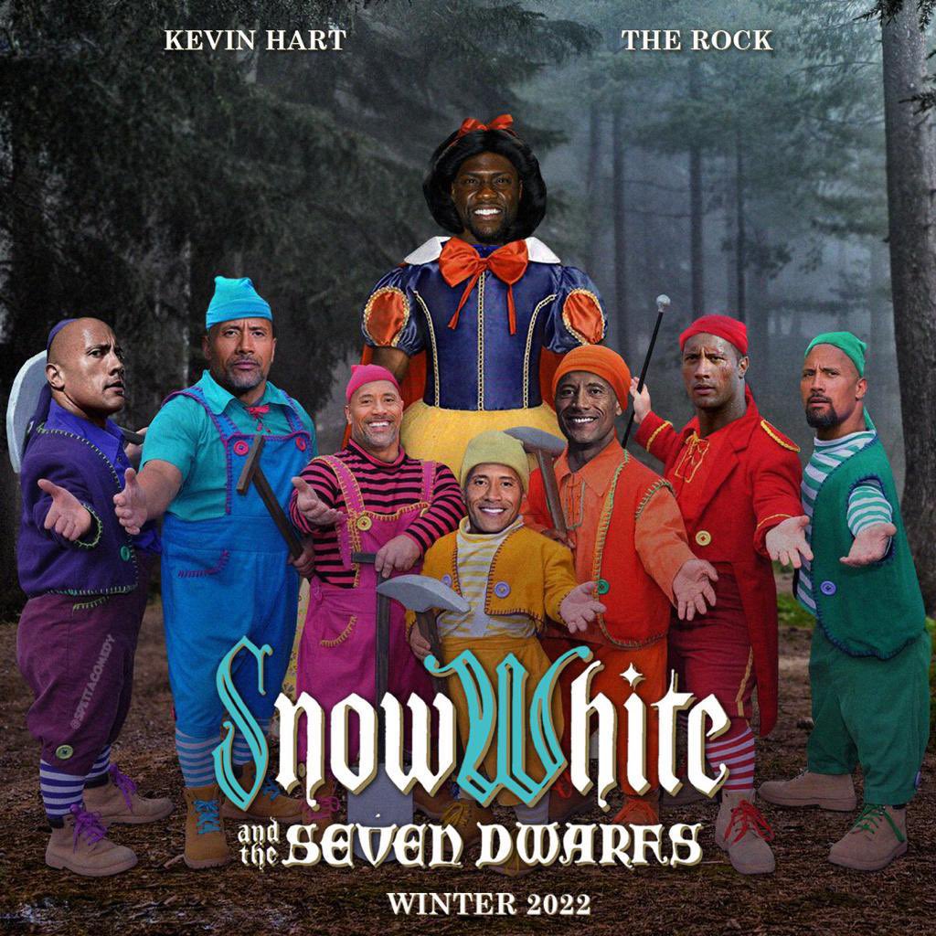 ELWissam's tweet photo. I am still waiting for this movie! @TheRock @KevinHart4real #SnowWhite #therock #KevinHart https://t.co/wHHzTn71j3