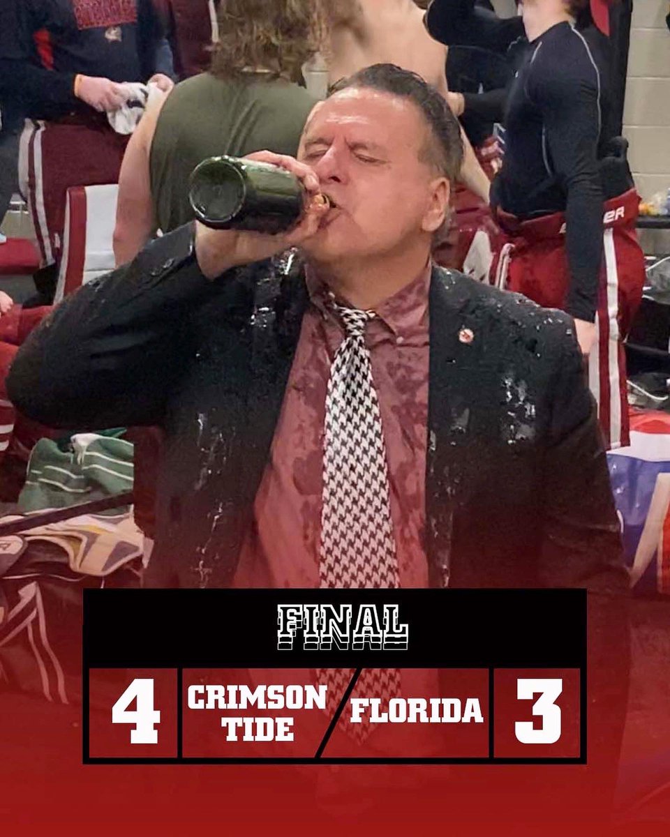 AlabamaHockeyD2's tweet photo. THE TIDE IS GOING TO NATIONALS!
🚨The University of Alabama is headed to the CHF National Tournament in PHILLY🚨

*For legal purposes this is welch’s sparkling cider* https://t.co/RA7W6LcvM3