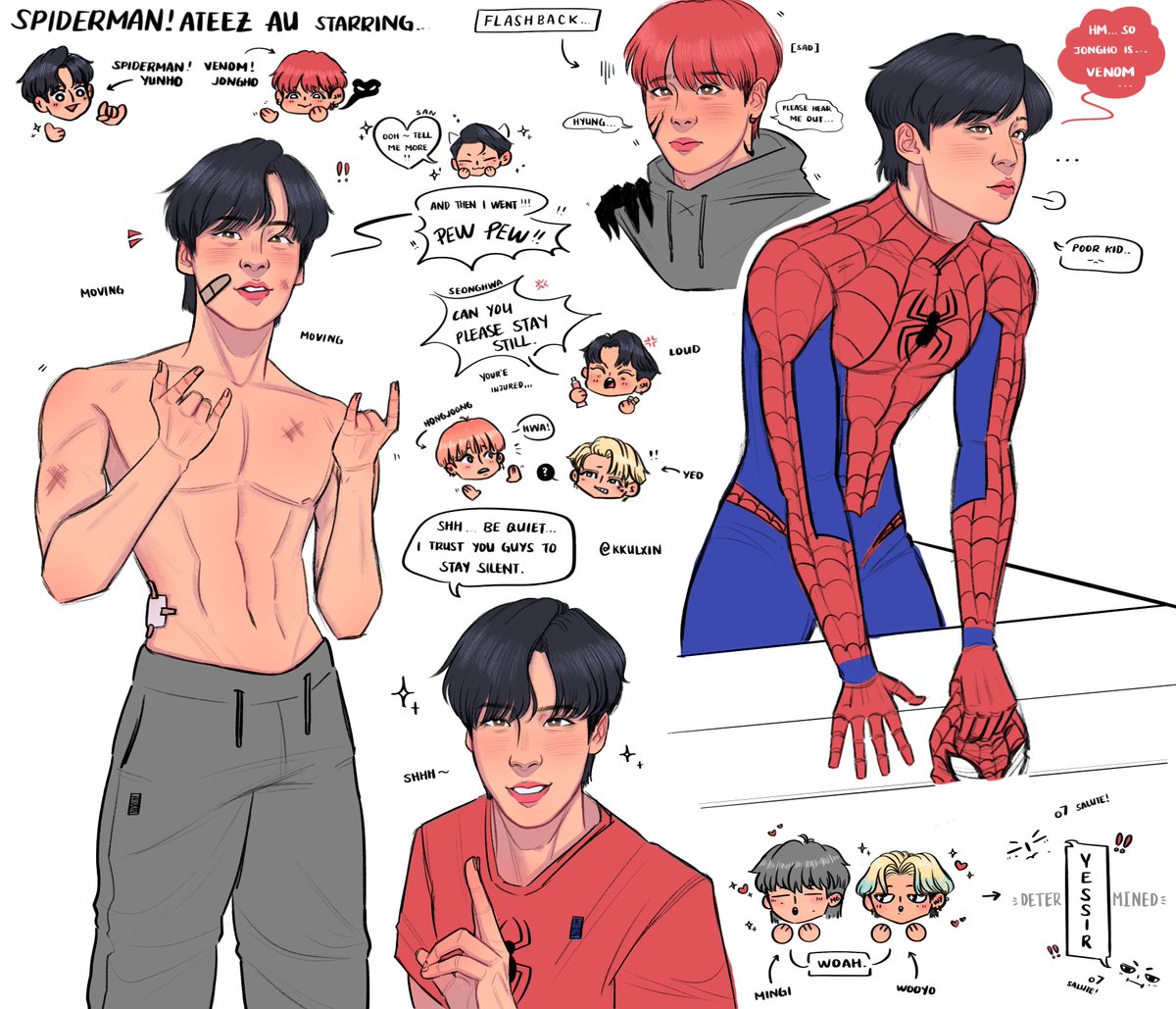 spiderman!yunho au doodles for yunho month