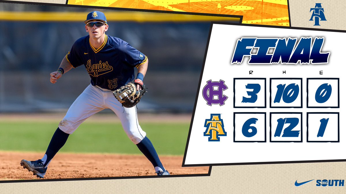 That’s a series SWEEEEEEEEP for <a href="/NCAT_Baseball/">𝓓𝓲𝓪𝓶𝓸𝓷𝓭 𝓐𝓰𝓰𝓲𝓮𝓼</a>!! 🟡⚾️🔵

They take the series, 3-0, over Holy Cross and have now won five of their last six!