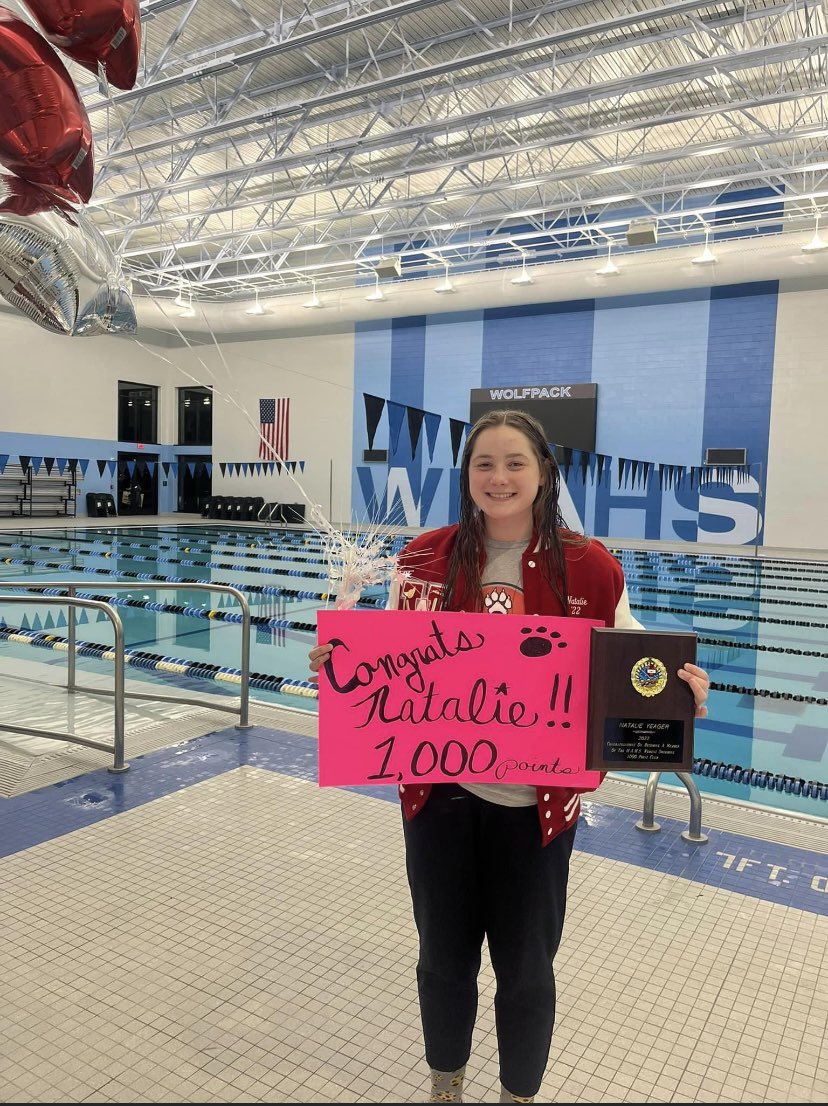 HASDSportsMed's tweet image. Congratulations to Natalie Yeager on scoring her 1000th career point last night at the PIAA District 2 Swim Meet #cougarpride #LVHN @HASDAnnounce @LVHNSports