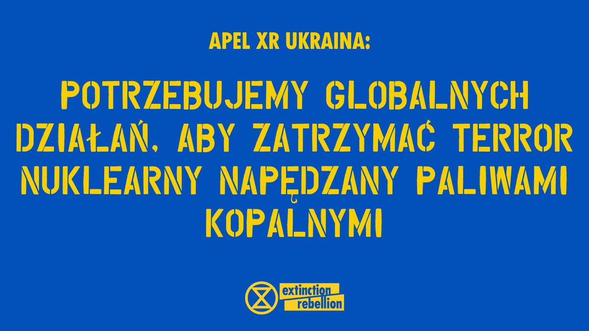 POTRZEBUJEMY GLOBALNYCH DZIAŁAŃ, ABY ZATRZYMAĆ TERROR NUKLEARNY NAPĘDZANY PALIWAMI KOPALNYMI!!!

Przeczytaj list od XR Ukraina: cloud.xr.org.pl/s/RBywoa83FxpA…

#StandWithUkraine