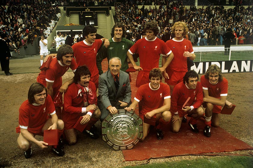 LFCHistoryShow's tweet photo. Liverpool FC. And Bill Shankly's last game in charge, the 1974 Charity Shield game Vs Leeds.#LFC #ynwa #Liverpool https://t.co/i2GI1K4ESL