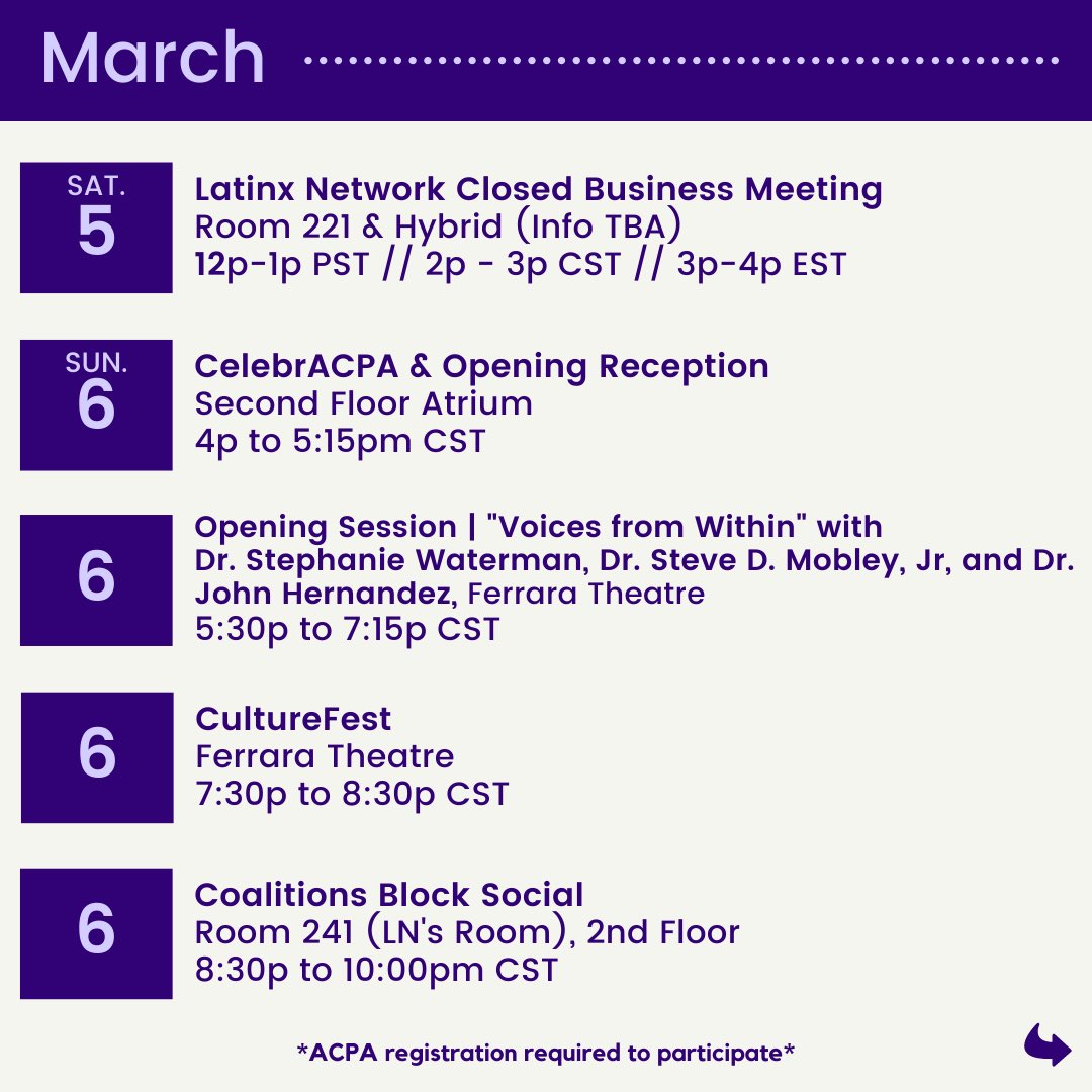 ACPALN's tweet photo. Join us tonight after the Opening Session for CultureFest & Block Social. CultureFest at 7:30pm and Block Social at 8:30om! #ACPALN #ACPA22 #LatinxNetwork https://t.co/DpzEkG5Nzq