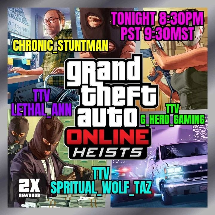 taz122633's tweet photo. We should be at church, but we're heisting on a Sunday" Calling all wolf packs๏ธ๐บ #TwitchStreamers #Gaming #GTAV #heisting #twitchaffilate #Ps4Pro #TULWP ๐บ https://t.co/ofy1g2kKUJ