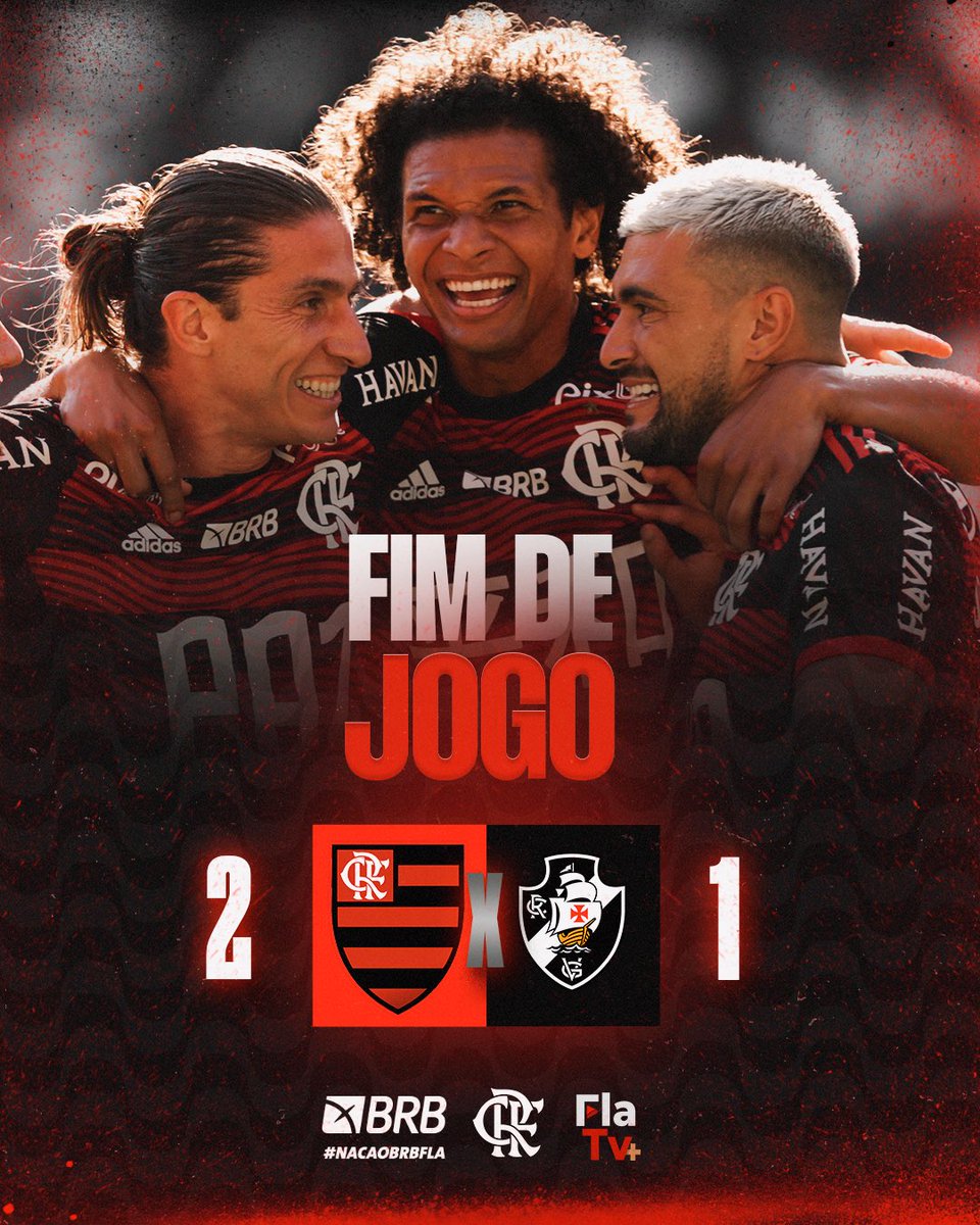 Flamengo's tweet photo. Fim de jogo no Engenhão! O MENGÃO vence o Vasco, pelo Carioca, por 2 a 1 com gols de @filipeluis e @GiorgiandeA! 

#CRF #VamosFlamengo https://t.co/hm4DwaAdxF