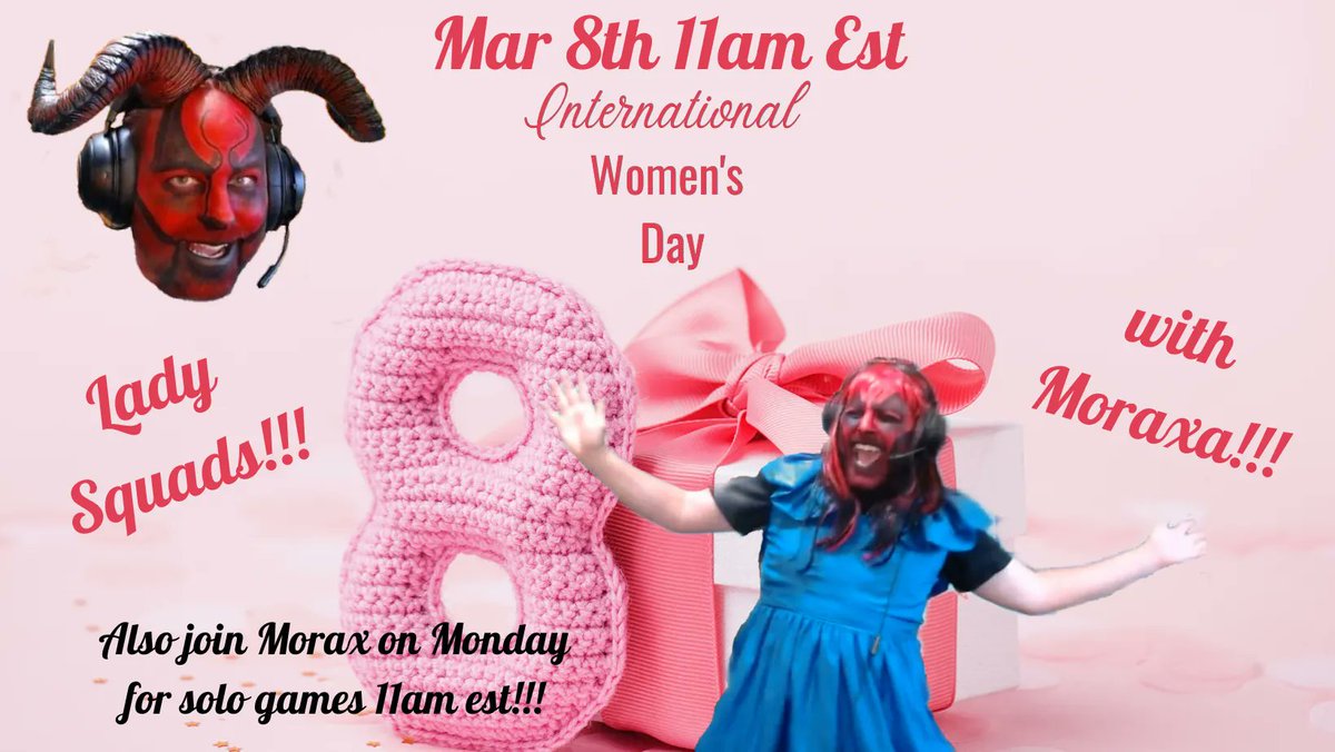 MalevolentMorax's tweet photo. Join me Monday for Solos then Tuesday for #InternationalWomensDay2022 @ 11am Est! #Morax #Moraxa #Demon #Fortnite #Woman #Women #Ladies #Streamer #FortniteChapter3 #Facebook #FacebookGaming https://t.co/mnKOMP31xc