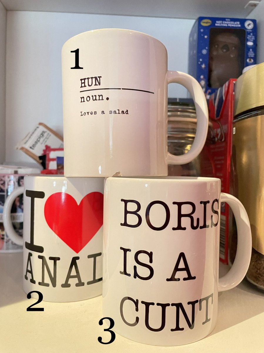 You come round to mine for a brew
Which mug you having?