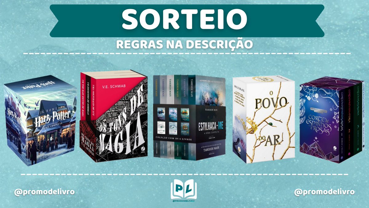 ✨ SORTEIO RELÂMPAGO ✨ 📚Prêmio: Um Box de Livros (dentre os que estão na imagem) ➡️ Regras: - Seguir @promodelivro - Dar rt nesse tweet e no fixado ➡️ Resultado: Amanhã (07/03) às 20h Boa sorte 💖