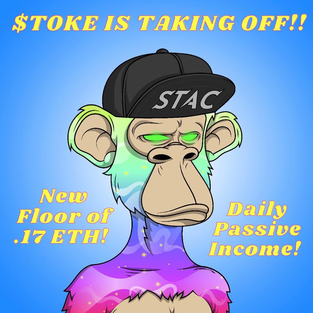 StonedApesNFT's tweet photo. $TOKE IS TAKING OFF🚀
Mints and $TOKE transactions are flying right now
New Floor of .17 ETH with over 85% apes Staked
Providing Daily Passive Income and ownership in Authentic Cannabis Real Estate! #STAC https://t.co/HkTYaiI88o