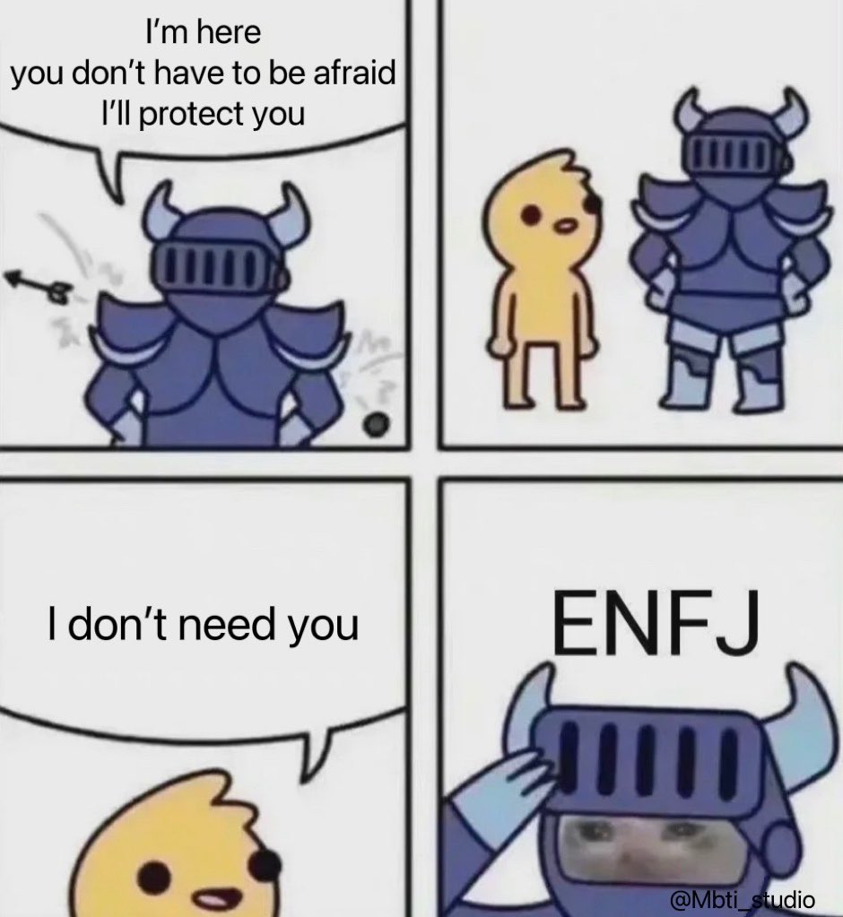 MbtiStudio's tweet photo. ENFJ：☹️☹️

#ENFJ #Memes #memesdaily #MBTI #mbti_트친소 https://t.co/13Dl6fFmV6