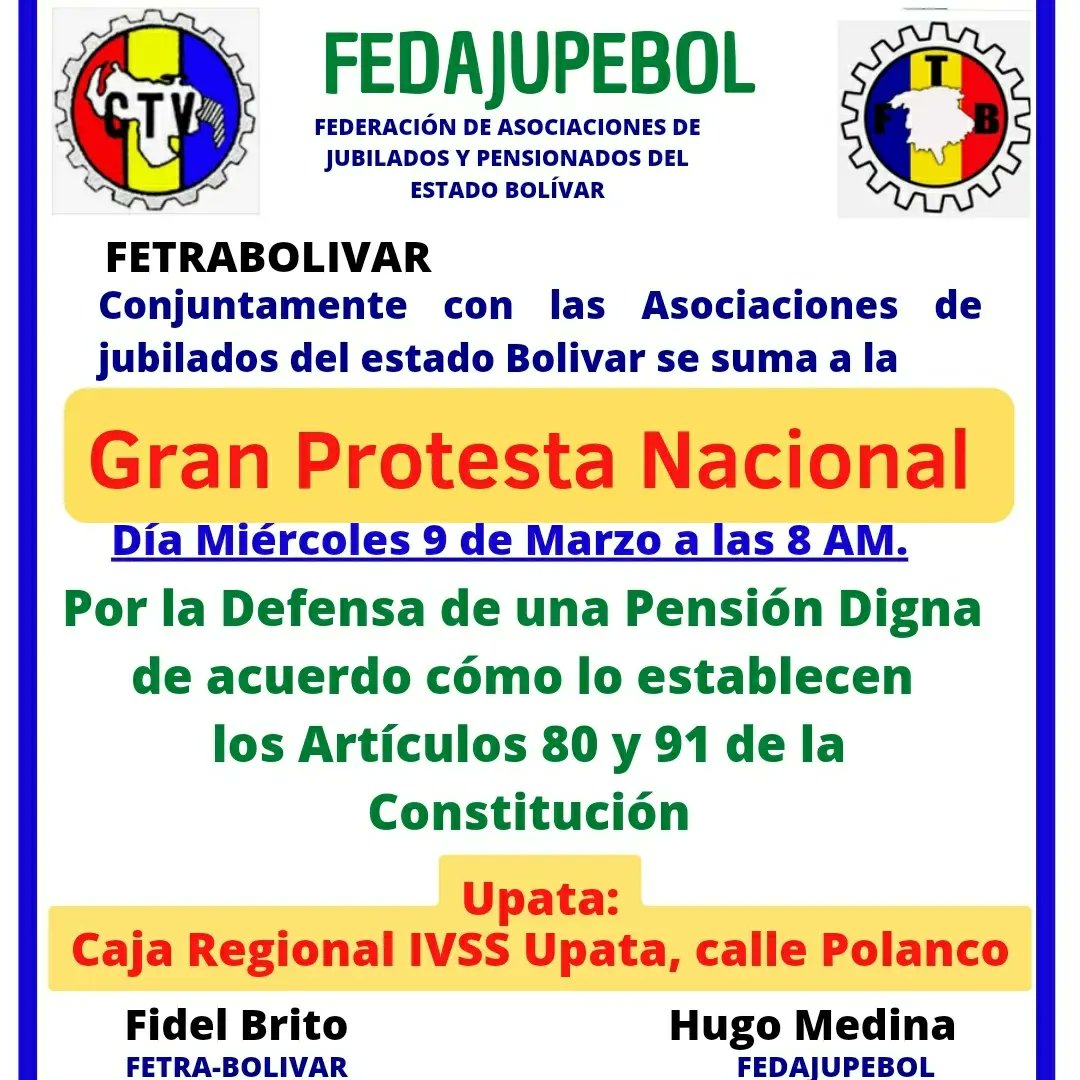 Puerto Ordaz, Upata y Ciudad Bolívar. Te esperamos