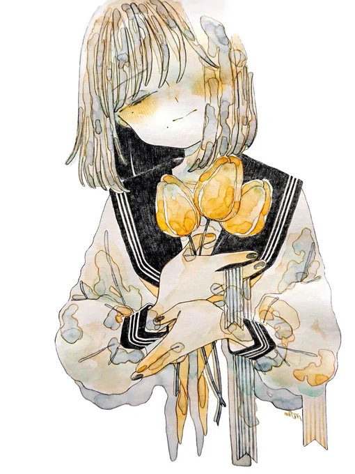 #春の創作クラスタフォロー祭り 
#絵描きさんと繋がりたい 
水彩でセーラー服ちゃんたちを描いています。
よろしくお願いします🌷 
