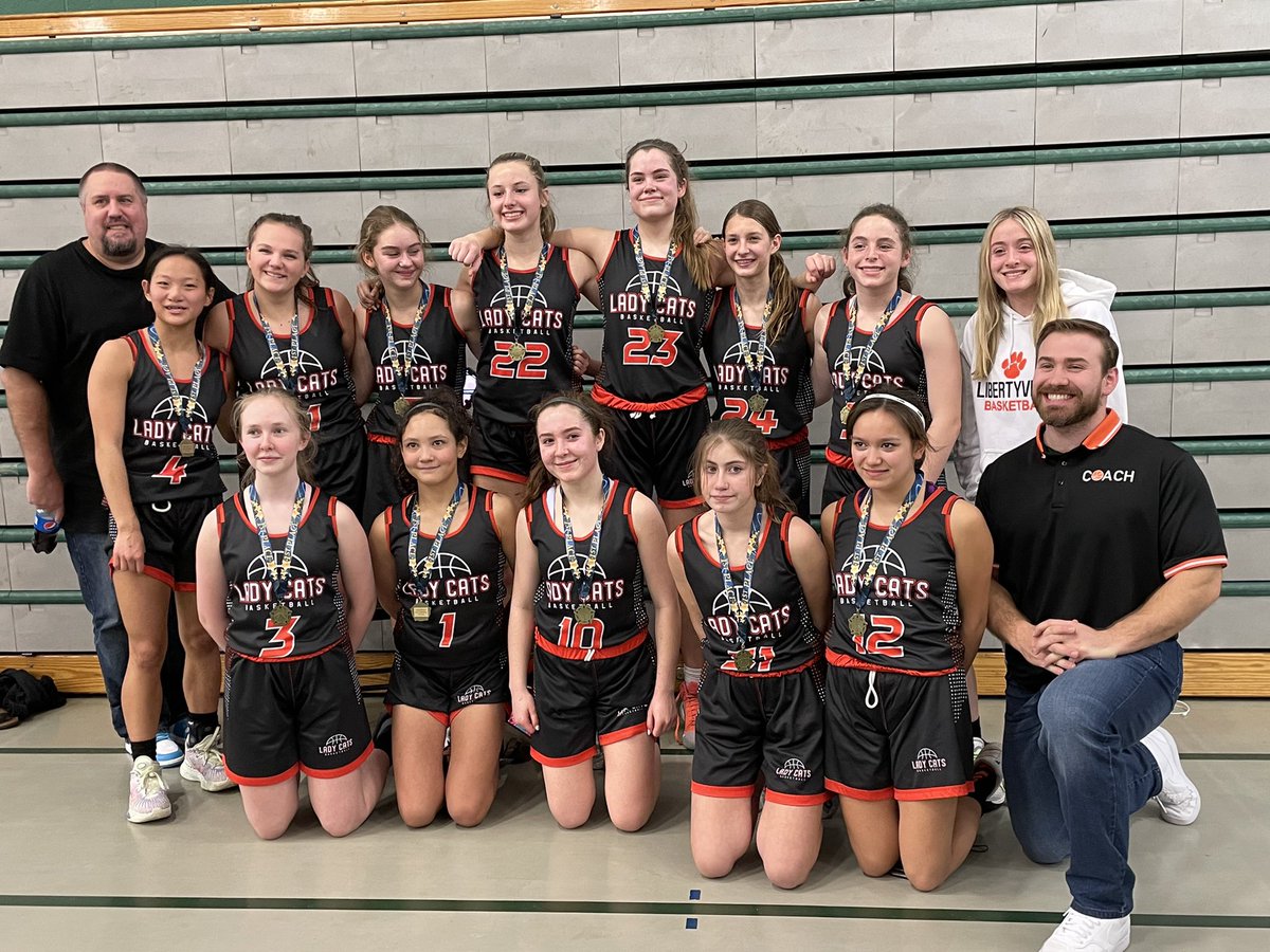 Lvillegbb's tweet photo. Congrats to 8th grade Lady Cats on their Grayslake Tournament championship! #gocatsgo @lvilleladycats 🏆🏆 #coachkate https://t.co/niQUDJWkjZ