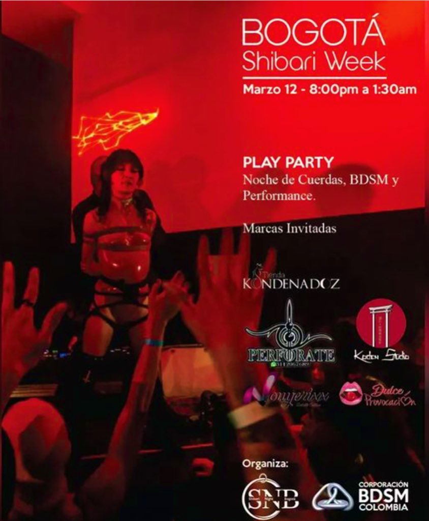 El 12 de Marzo la #BogotaShibariWeek se toma la <a href="/Corporacionbdsm/">⛓Corporación BDSM COL</a> con DJ, mini feria de productos, shows en vivo. Estarán habilitados los espacios para jugar, ver, aprender, socializar y conocer.
Horario: 8pm, a 1:30am
Cll 66Bis No. 68B - 09
Aporte: $50k, Aforo Limitado