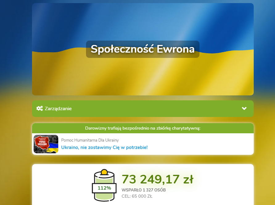Dziś razem z całym community udało nam się w 4 godziny uzbierać ponad 73 tysiące złotych. Dziękuje wszystkim. Nigdy nie byłem tak dumny ze swojego community jak jestem dziś 🇵🇱🇺🇦💕