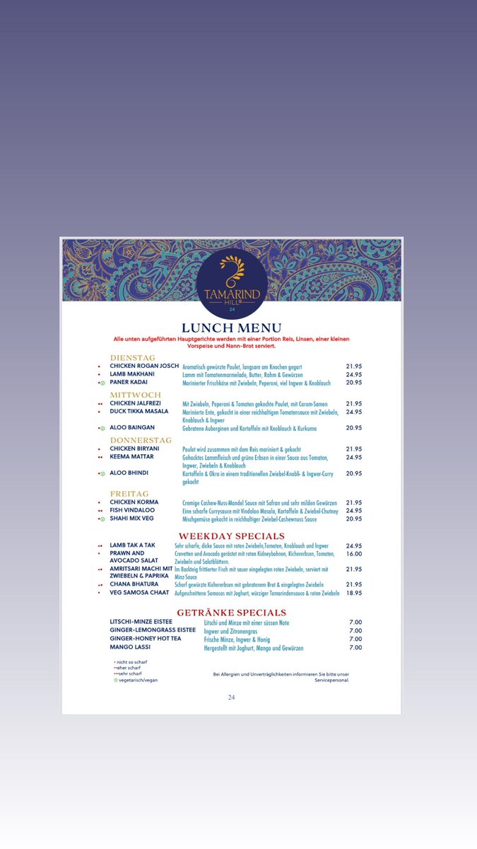 HillTamarind's tweet photo. This weeks lunch menu https://t.co/2NkctYqEXA