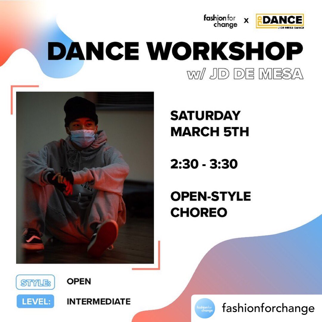 JDDANCE_'s tweet photo. the founder and president @jdemesa2_ himself will be teaching at our collab dance workshop with @fshnforchange tomorrow, march 5 🙌

link in bio to register!

https://t.co/orp5MDqY0e https://t.co/7pihq5X1Jp