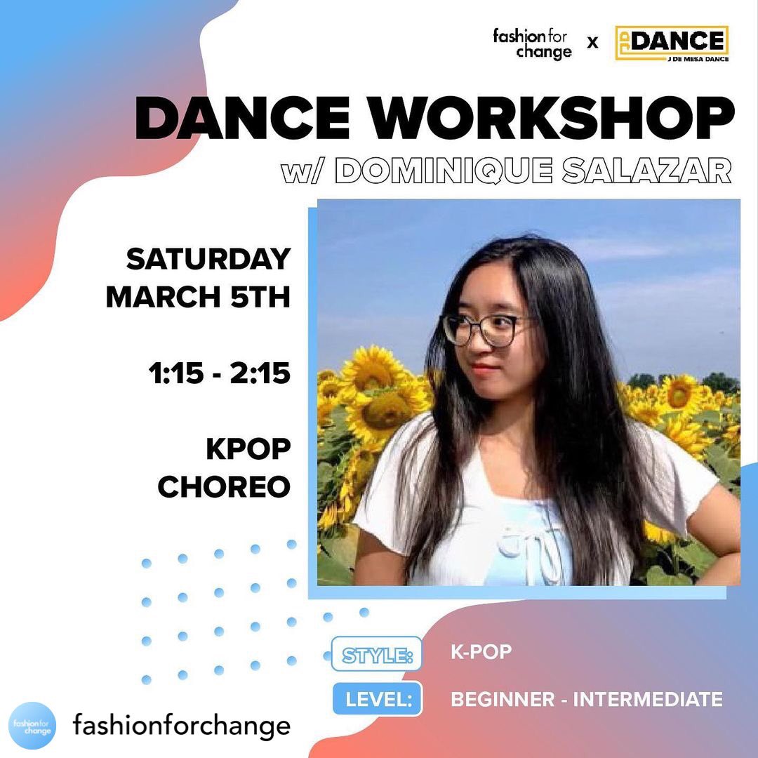 JDDANCE_'s tweet photo. we got our very own dominique salazar teaching her very first workshop our collab with @fshnforchange tomorrow, march 5 🙌

link in bio to register!

https://t.co/i6fCiH1fik https://t.co/uZXiMMcpnS