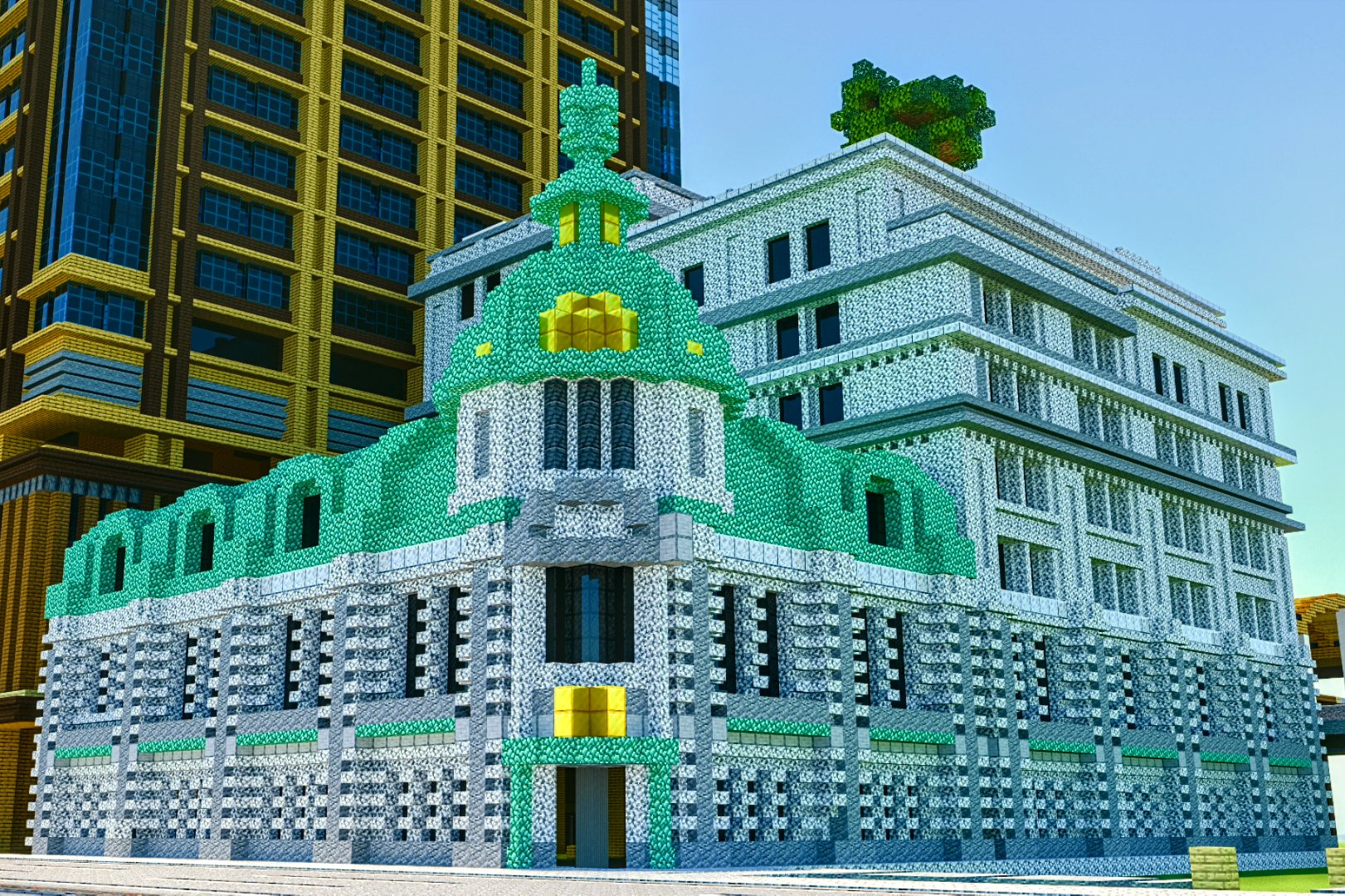 Twitter 上的 宝条みちる Minecraft Rt Jyakatagawa 古い銀行の本店をイメージしたビル作りました オリジナルです 手前が店舗で 奥が本社です Minecraft建築コミュ Minecraft マイクラ建築 マイクラ マインクラフト T Co Fd1yvzcexe Twitter