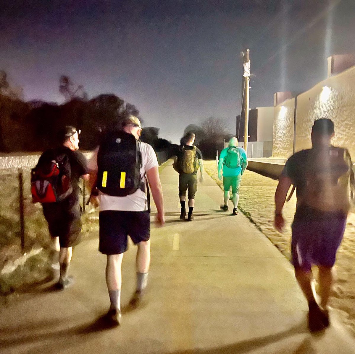 F3Alliance's tweet photo. FUN SATURDAY NIGHT CSAUP!
At 6pm 5 PAX &amp; 1 FNG set out to ruck 12 mi along the Cotton Belt Trail in Grapevine, TX! 

We shared a ton of stories—some happy, some sad, some dark, some funny. This truly was an awesome event guys. Can’t wait to do it again!

#f3alliance #csaup #ruck https://t.co/dErVOJGdit