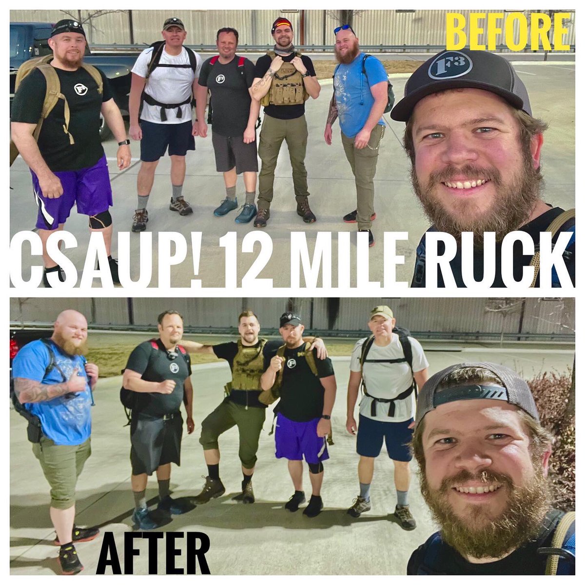 F3Alliance's tweet photo. FUN SATURDAY NIGHT CSAUP!
At 6pm 5 PAX &amp; 1 FNG set out to ruck 12 mi along the Cotton Belt Trail in Grapevine, TX! 

We shared a ton of stories—some happy, some sad, some dark, some funny. This truly was an awesome event guys. Can’t wait to do it again!

#f3alliance #csaup #ruck https://t.co/dErVOJGdit