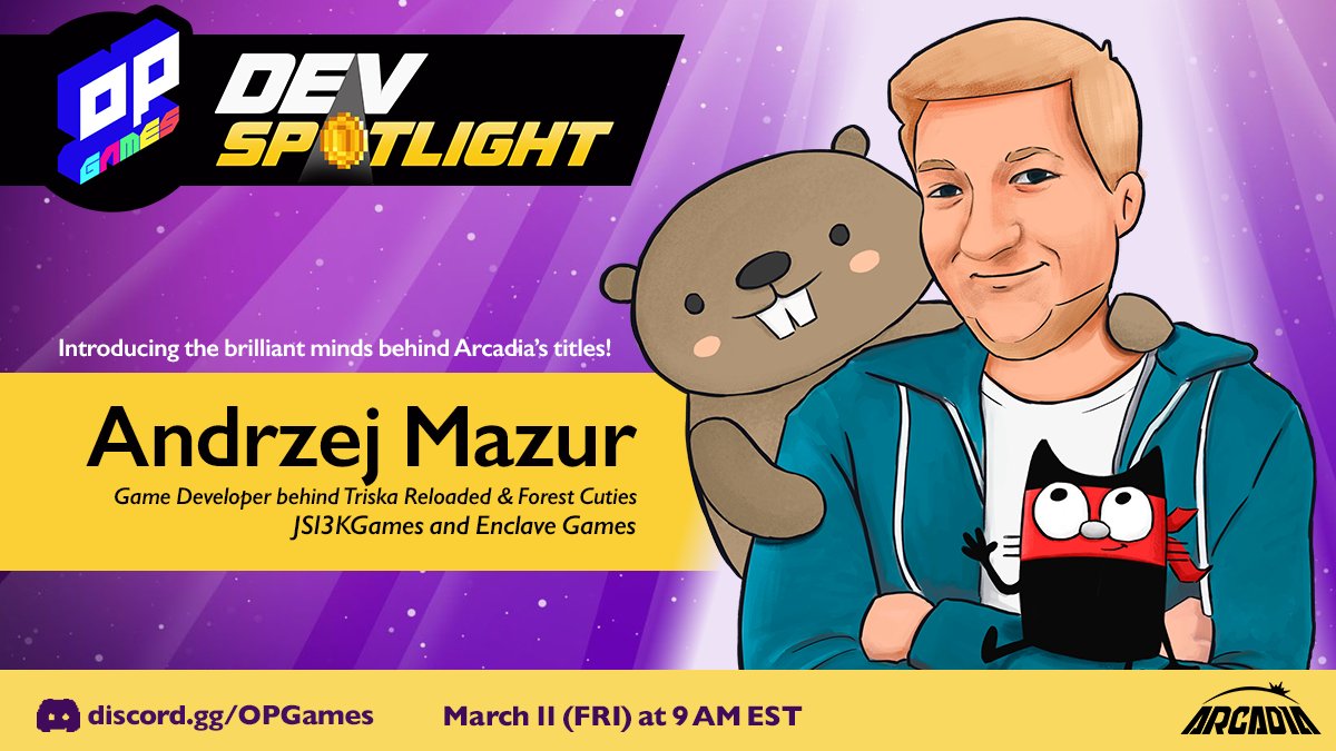 arcadia_fun's tweet photo. INCOMING!✨

Dev Spotlight is where the amazing minds behind Arcadia's titles talk about their game dev experience and web3 journey! 

For our inaugural episode, we'll have @end3r of @js13kGames and @EnclaveGames with us!

📅 March 11, 2022
⏰ 9 AM EST
🔗 https://t.co/BCe4UTnL2V https://t.co/t4W6YrbUuk