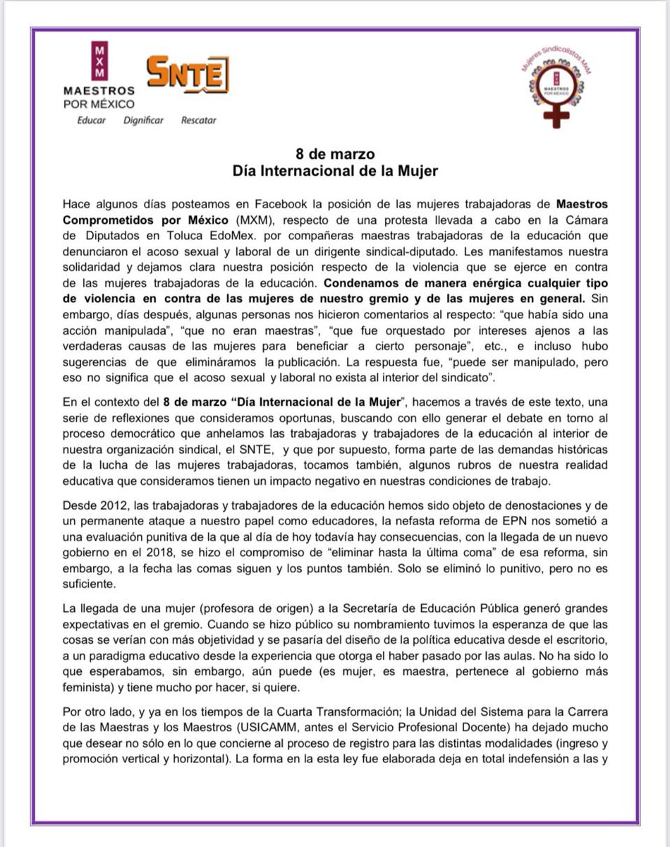 MxMSnte36's tweet photo. 🔴#MxM #Educar #Dignificar #Rescatar #HastaQueLaDignidadSeHagaCostumbre 
Nos solidarizamos en los padres de familia ante la desaparición de las escuelas de #TiempoCompleto.
#8M @lopezobrador_ @Mx_Diputados @elErickJuarez @AbelardoCarro @delfinagomeza @mileniotv @El_Universal_Mx https://t.co/LbkHQ0x8dV