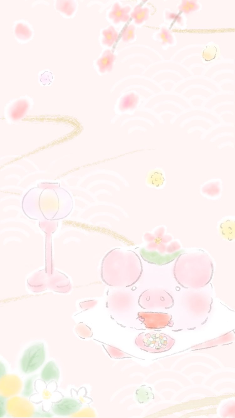 パルティ 和みイラストで一服 ３月の待ち受け画像を作ってみました 縁起の良い和の感じになっております 魔除けパワーも イラスト 青海波 3月 待ち受け さくらもち ぶた 和柄 ひな祭り 梅の花 ひなあられ ほのぼの パルティ イラスト
